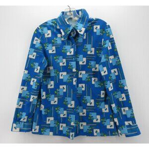 VINTAGE Alex Colman Top Small Shirt Geometric Floral Disco Mod 70s